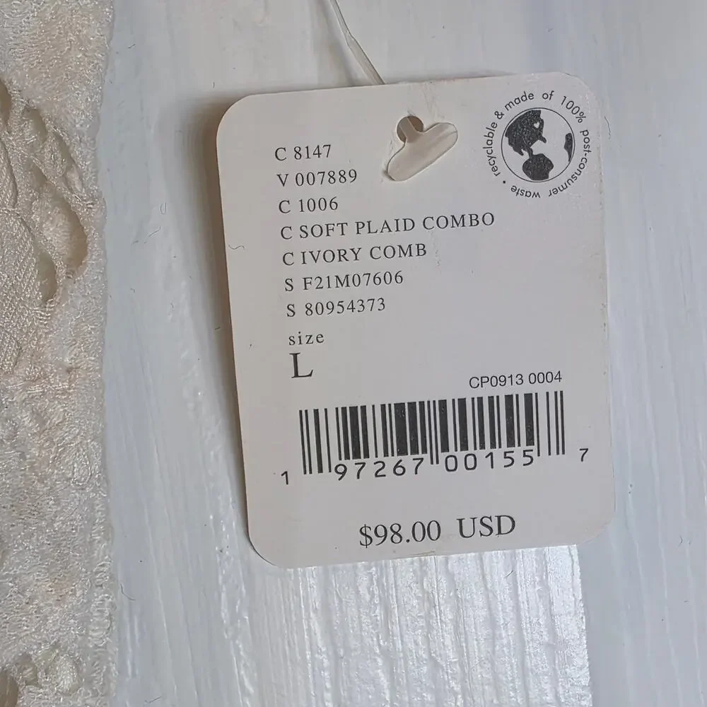 FP Intimately Free People Adella Mini Slip Dress Sz Large Pink Plaid Ruffle $98 - Picture 12 of 16